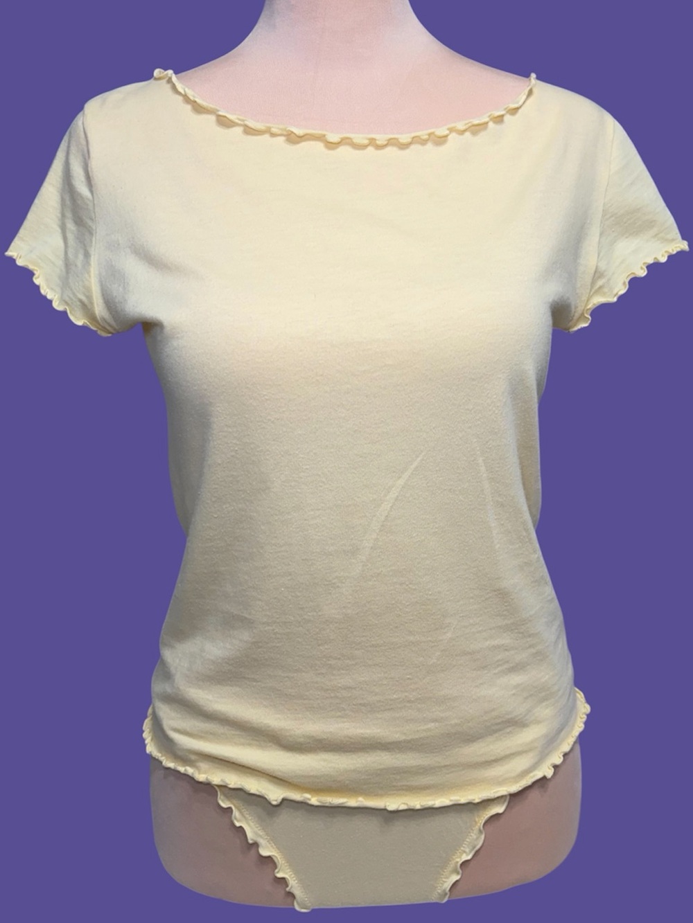 Victoria's Secret Pale Yellow Ruffle-Trim Short Sleeve Baby Tee & Panty